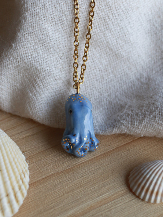 Blue octopus necklace