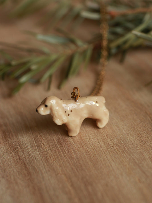 Ceramic Spaniel dog necklace