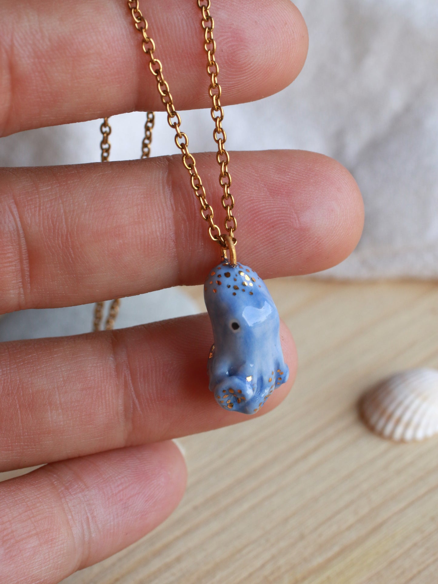 Blue octopus necklace