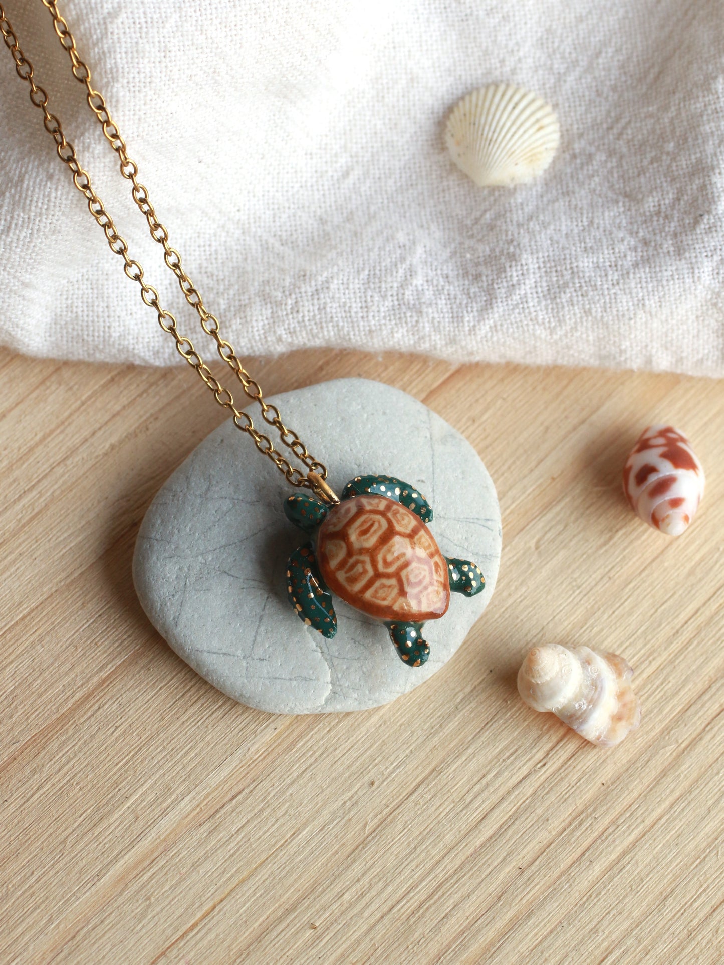 Dark green sea turtle necklace