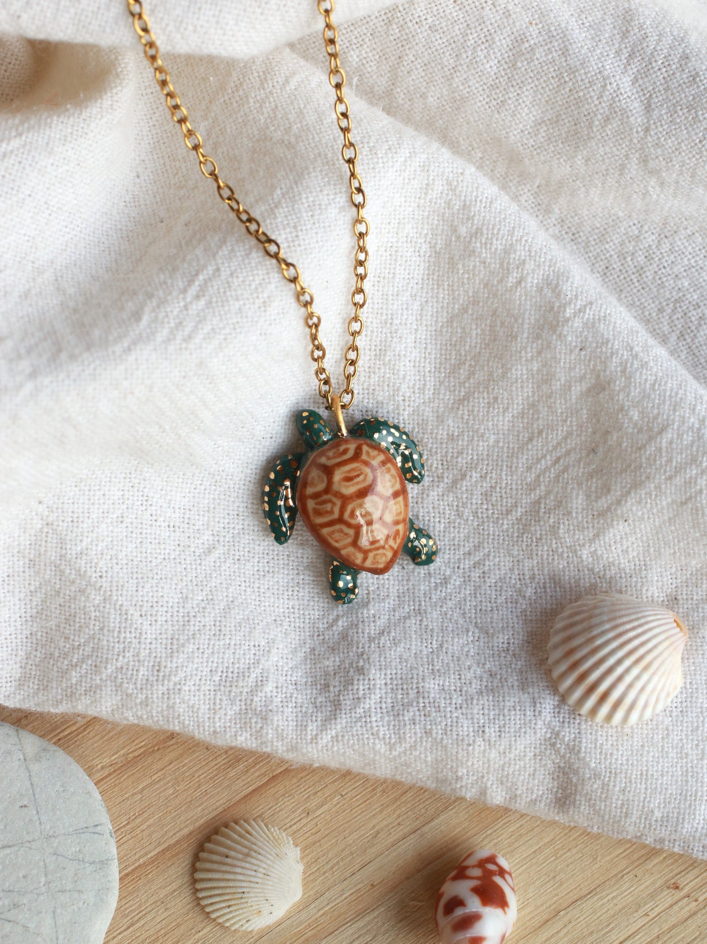 Dark green sea turtle necklace