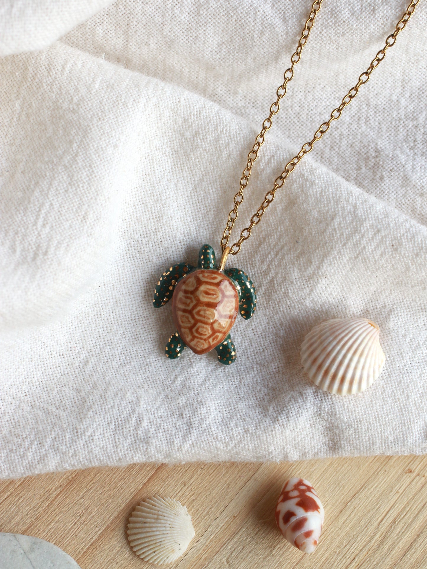 Dark green sea turtle necklace