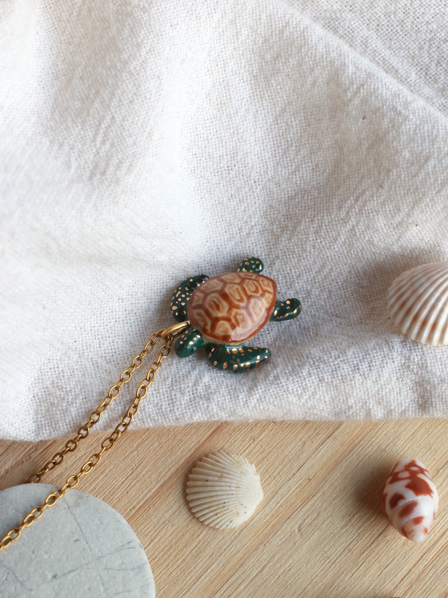 Dark green sea turtle necklace