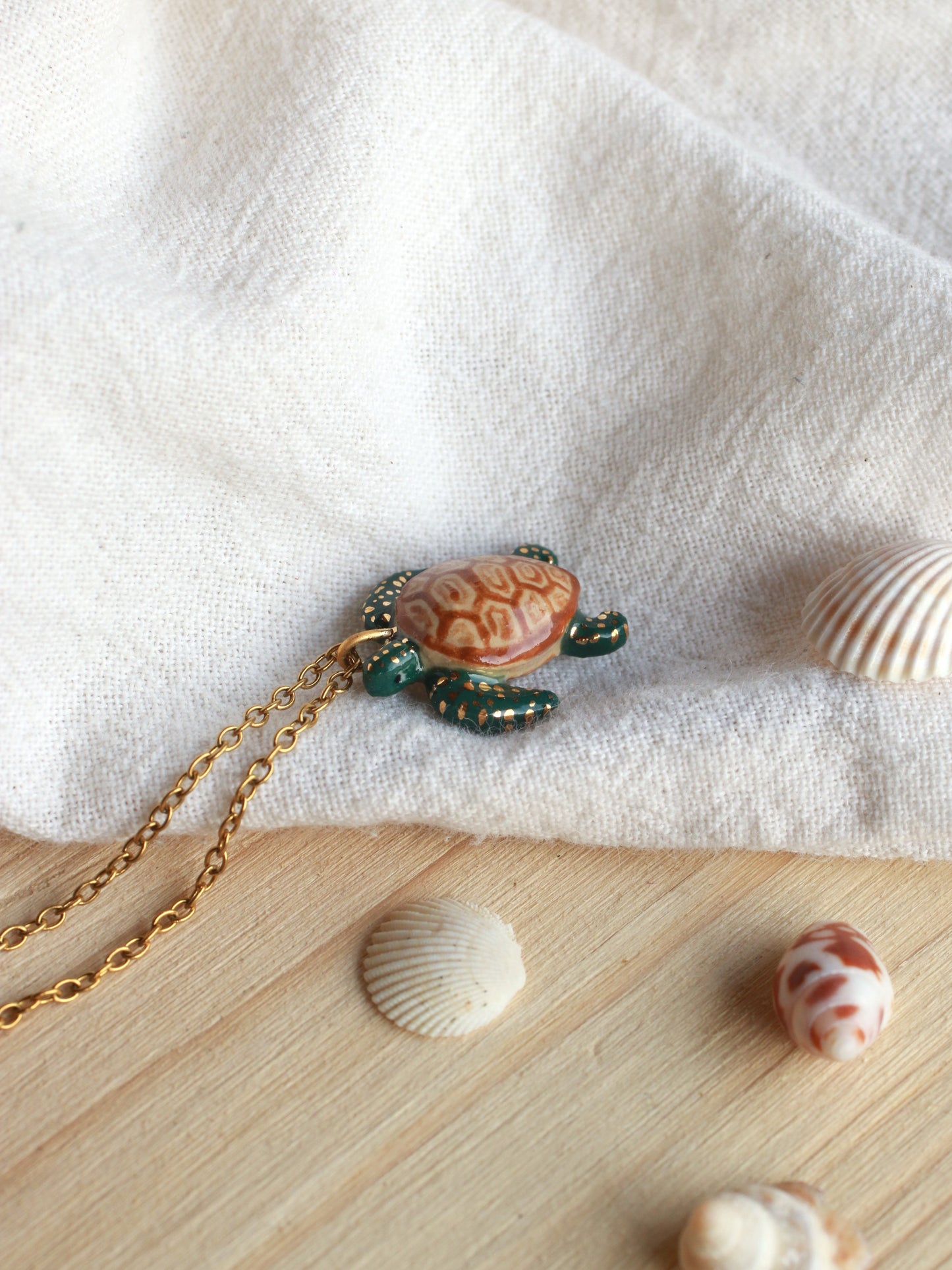 Dark green sea turtle necklace