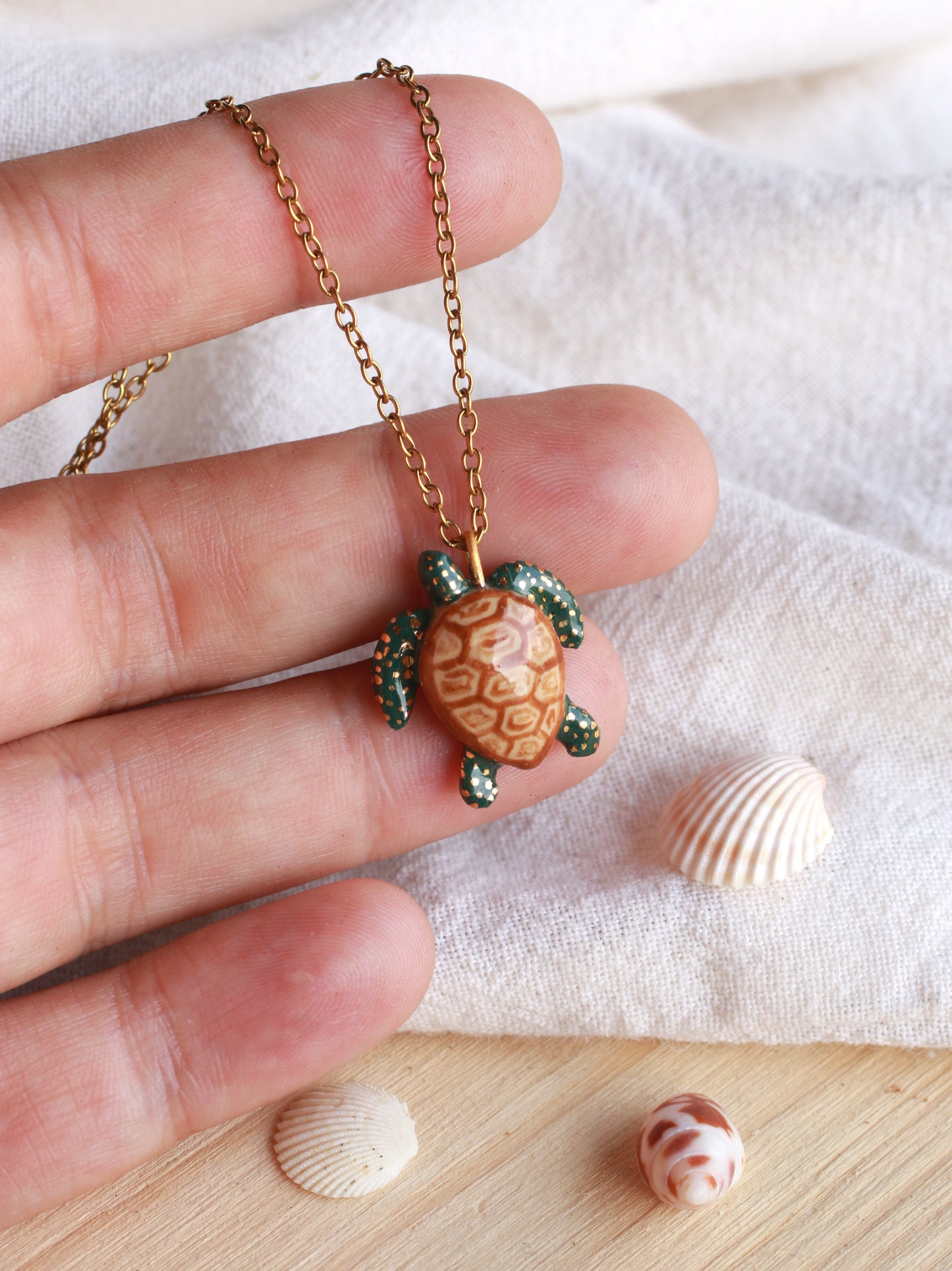 Dark green sea turtle necklace