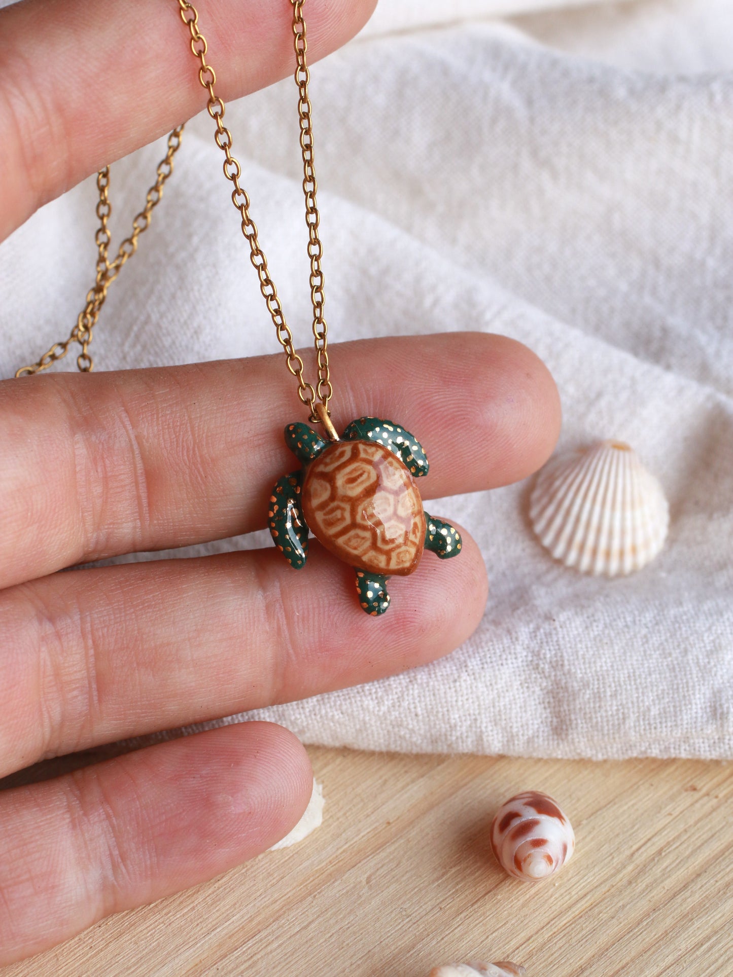 Dark green sea turtle necklace