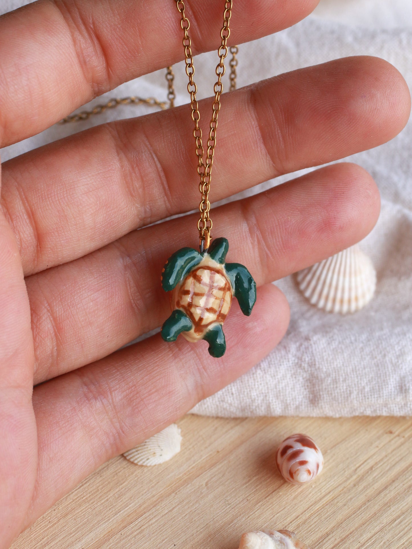 Dark green sea turtle necklace