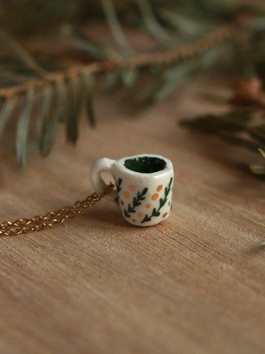 Tiny cup necklace - gold details