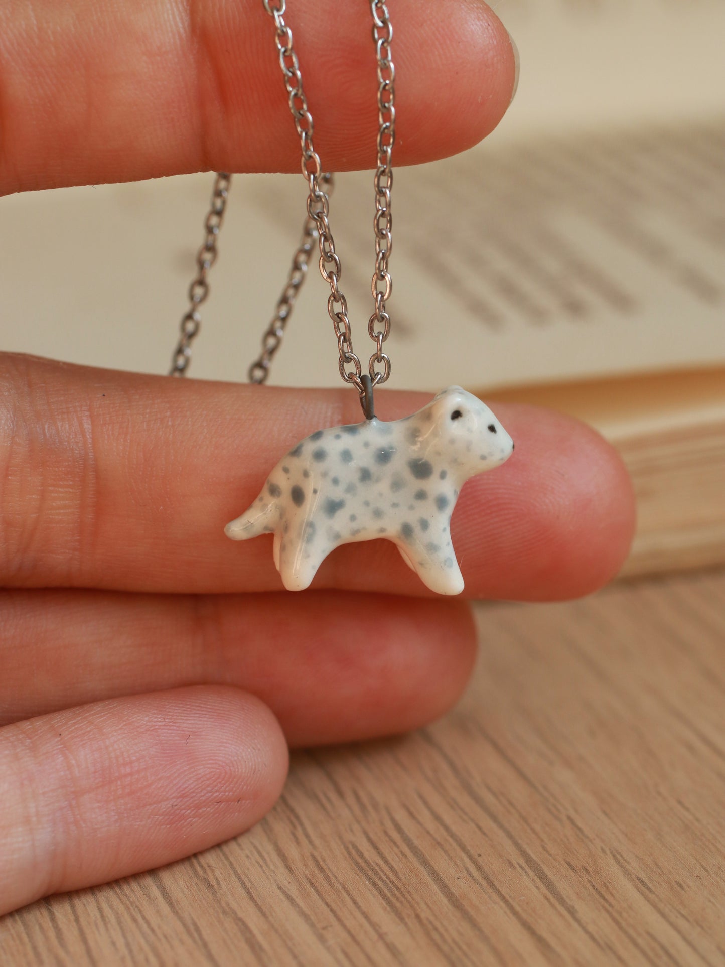 Snow leopard necklace