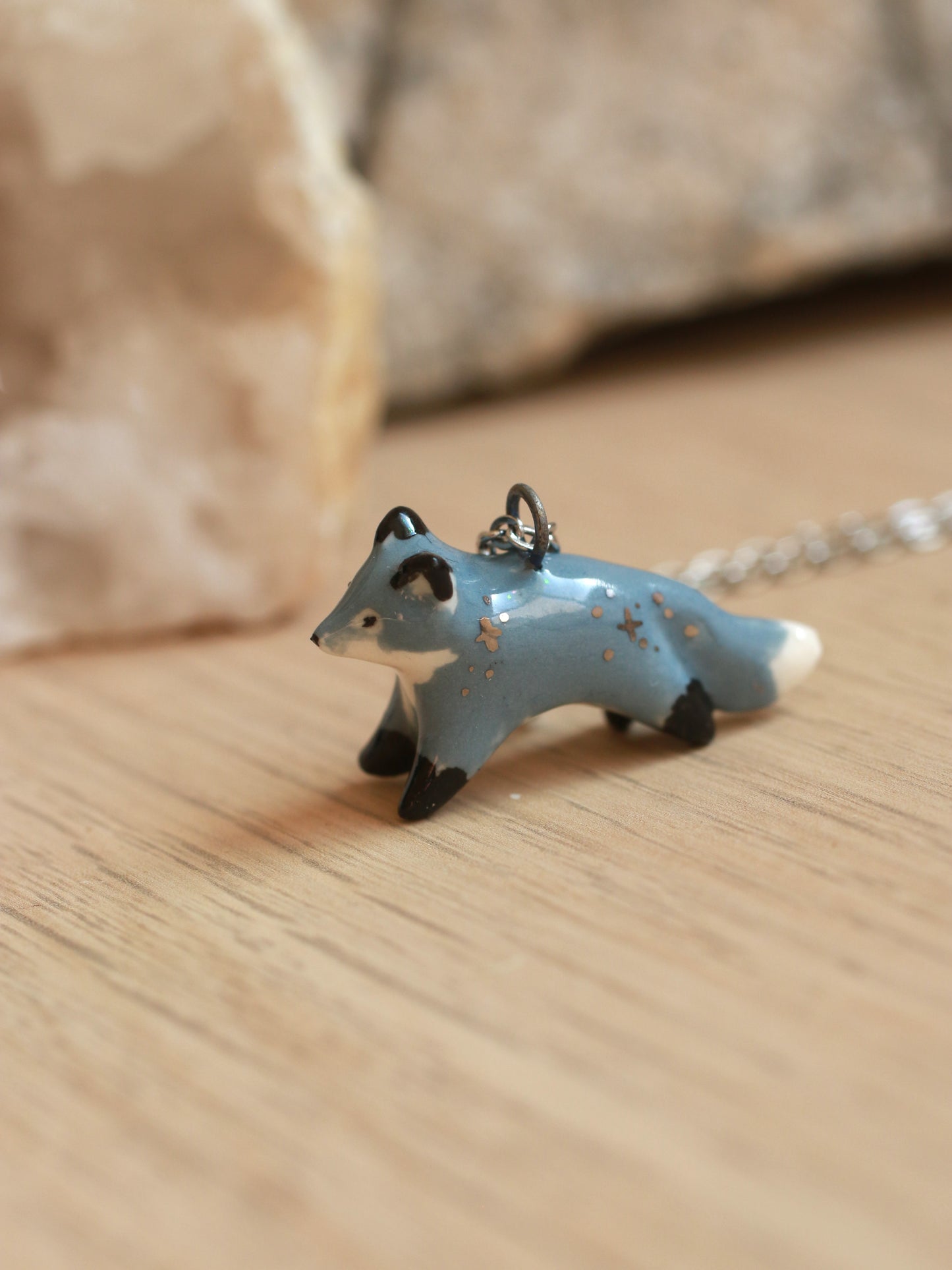 Wolf necklace - silver details