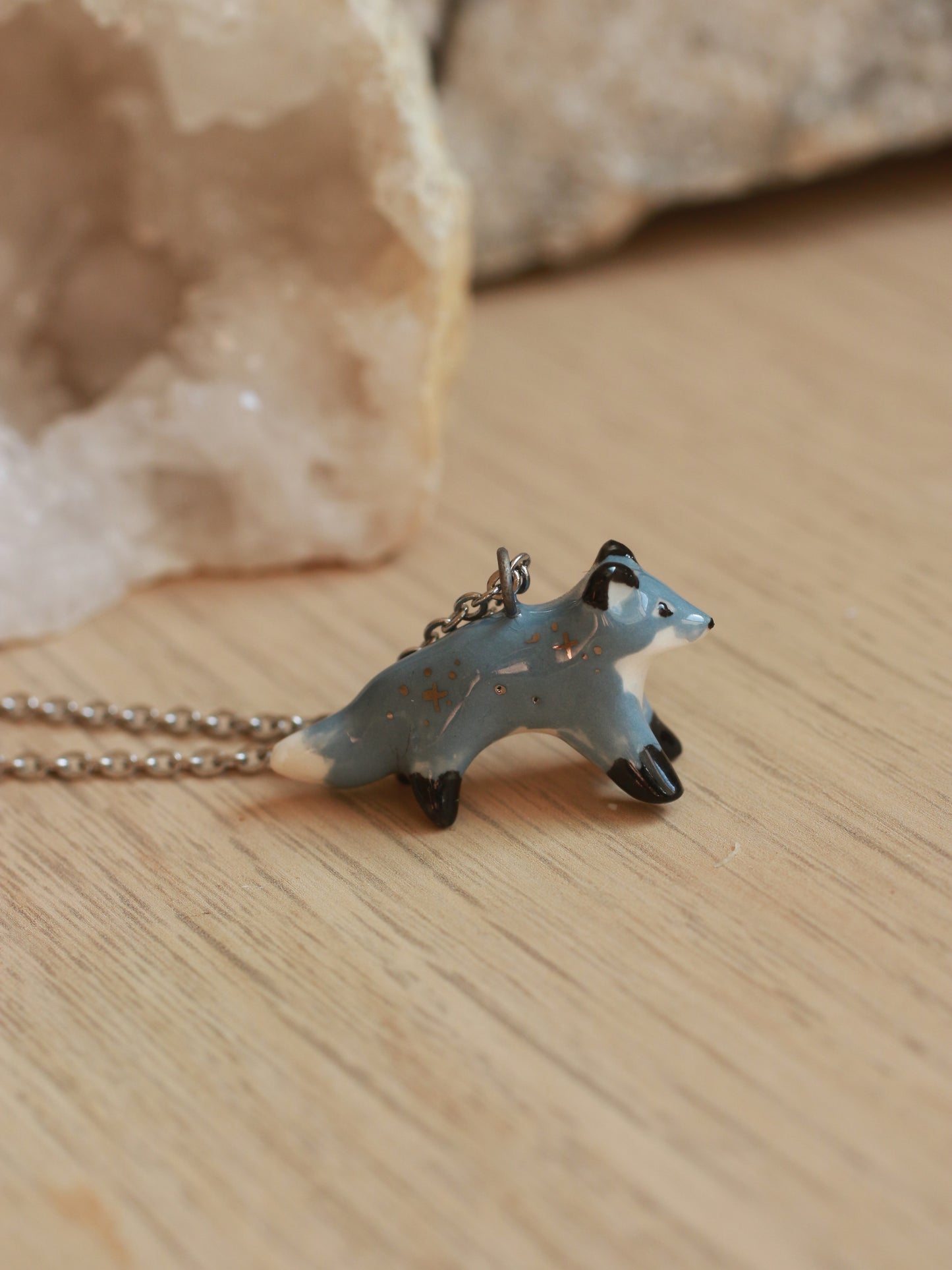 Wolf necklace - silver details