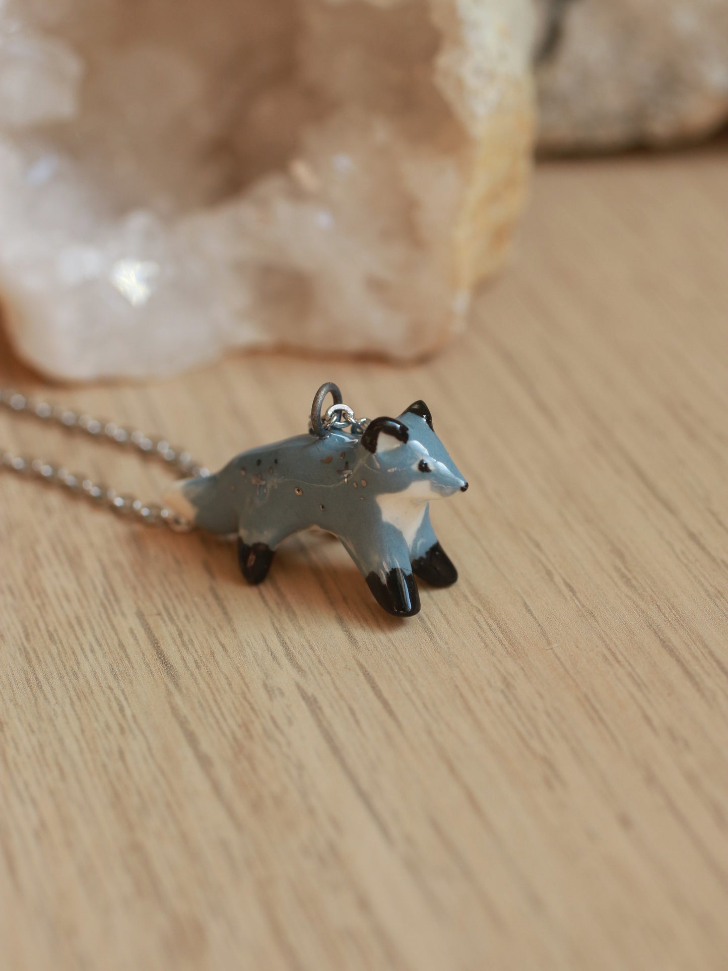 Wolf necklace - silver details