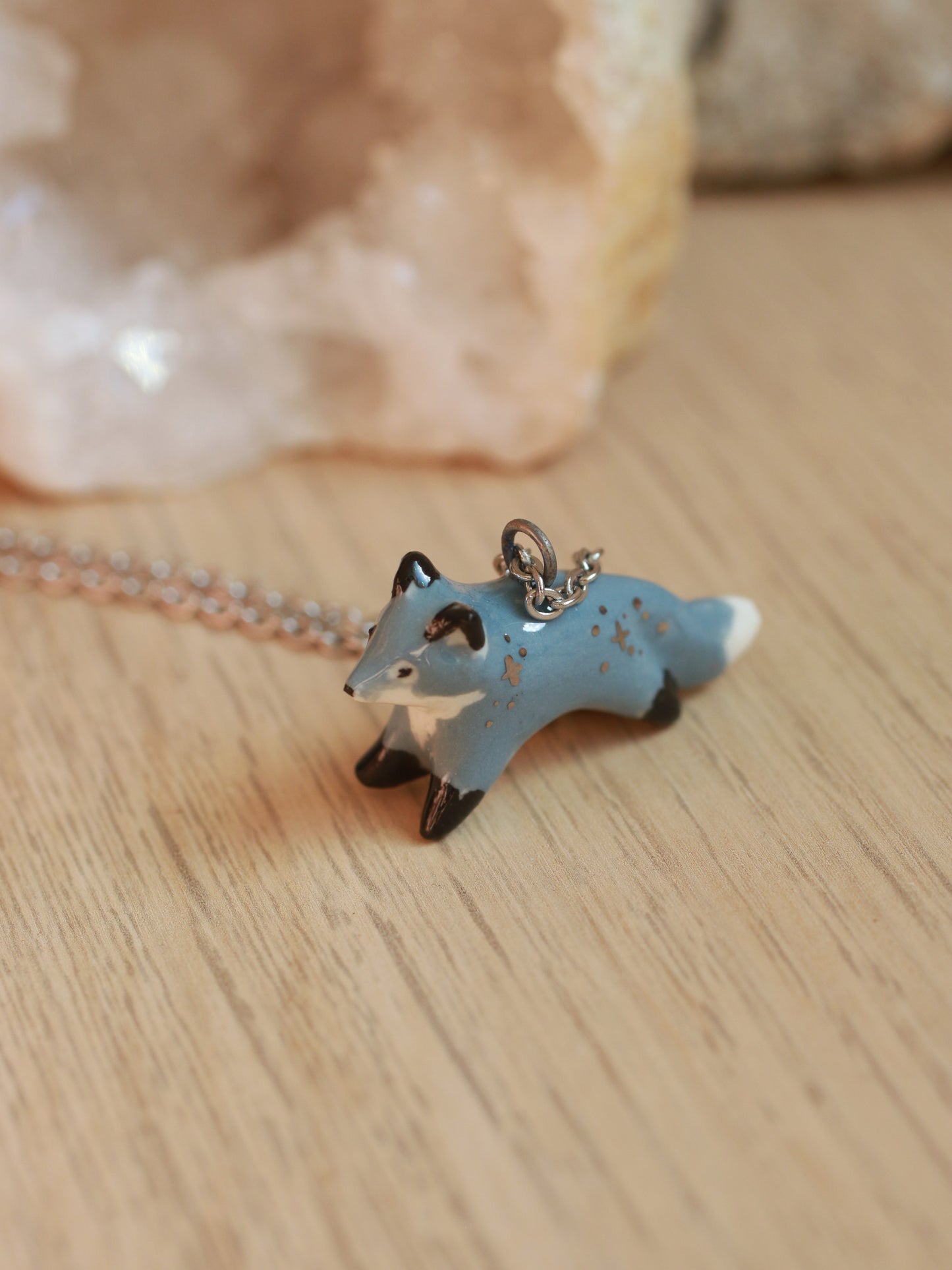 Wolf necklace - silver details