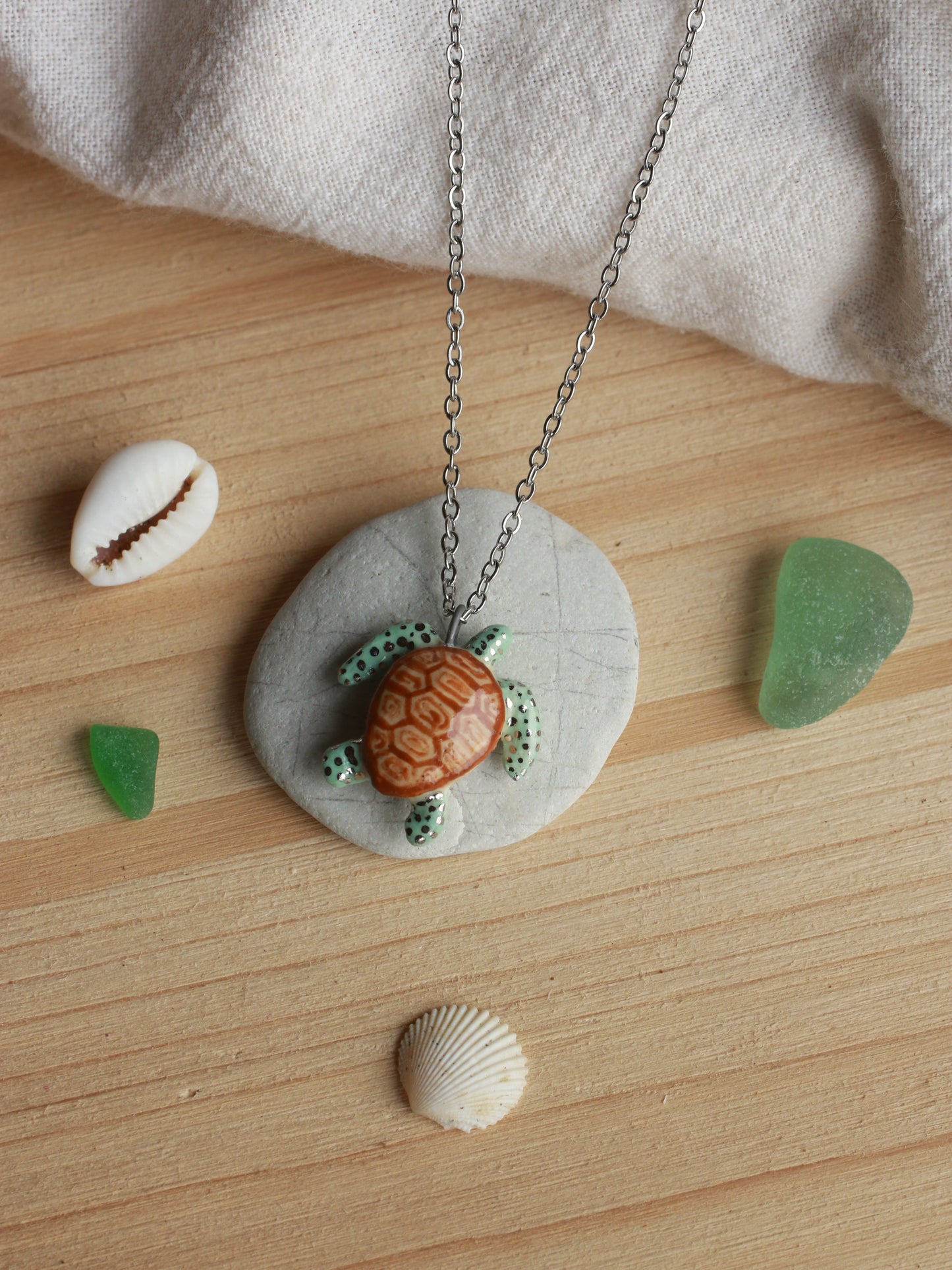 Green sea turtle necklace