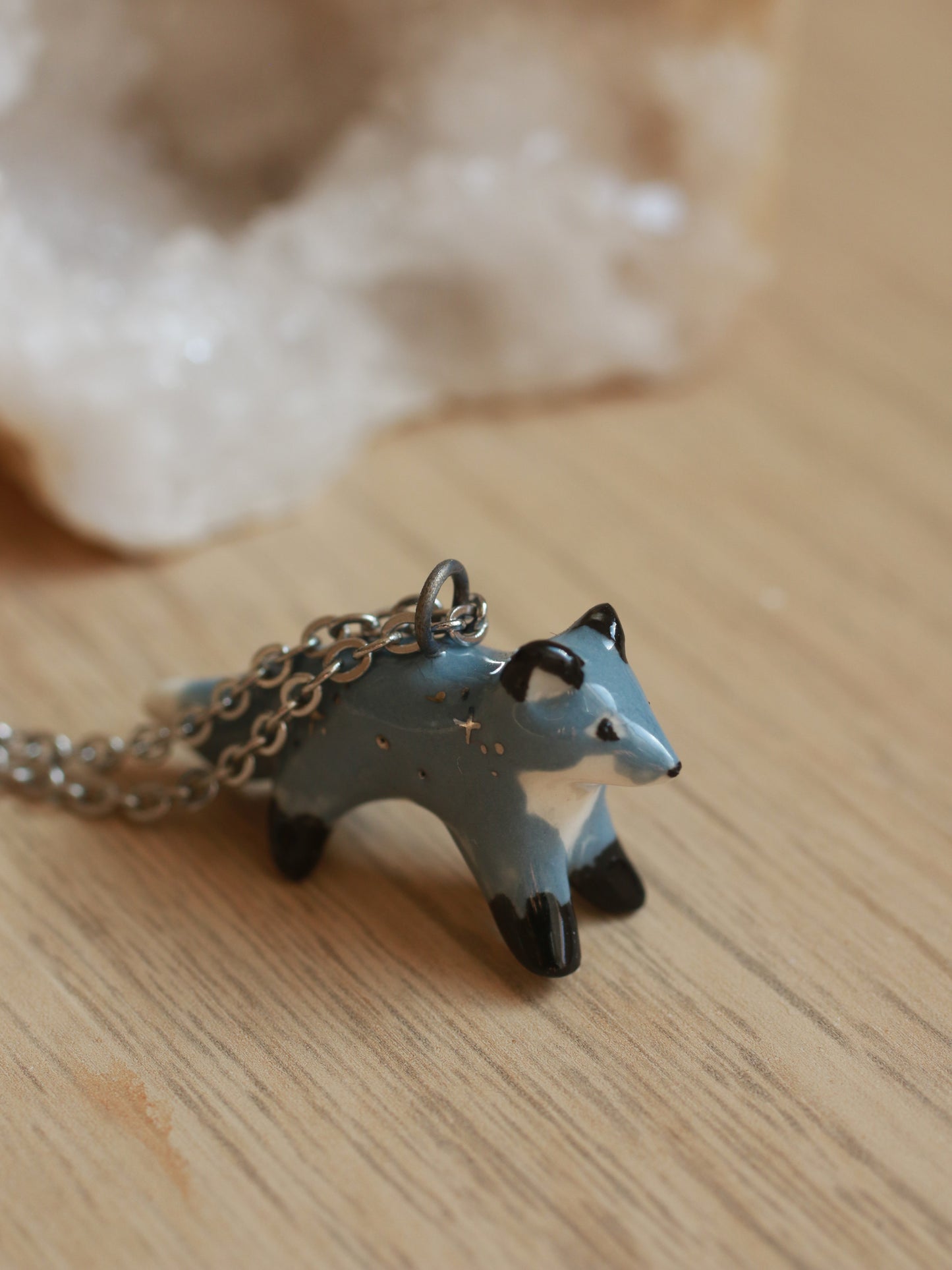 Wolf necklace - silver details