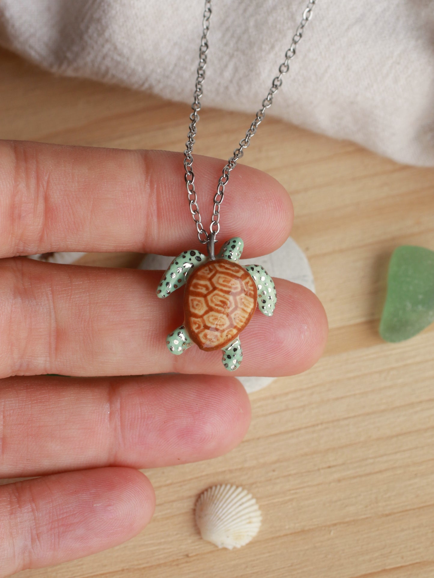 Green sea turtle necklace