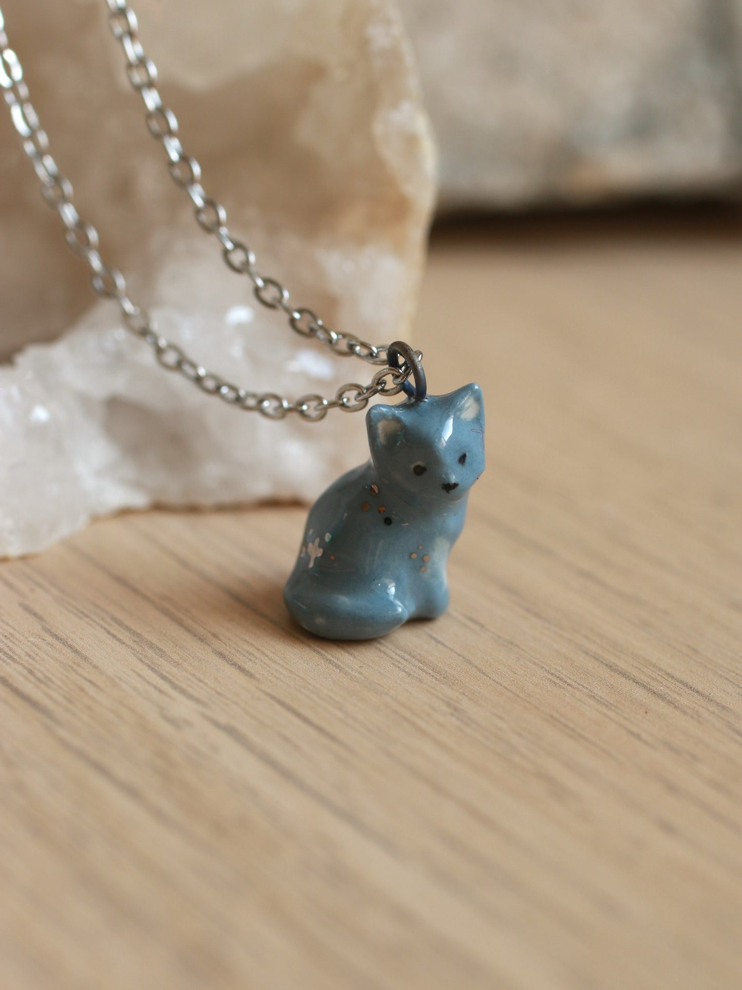 Grey cat necklace