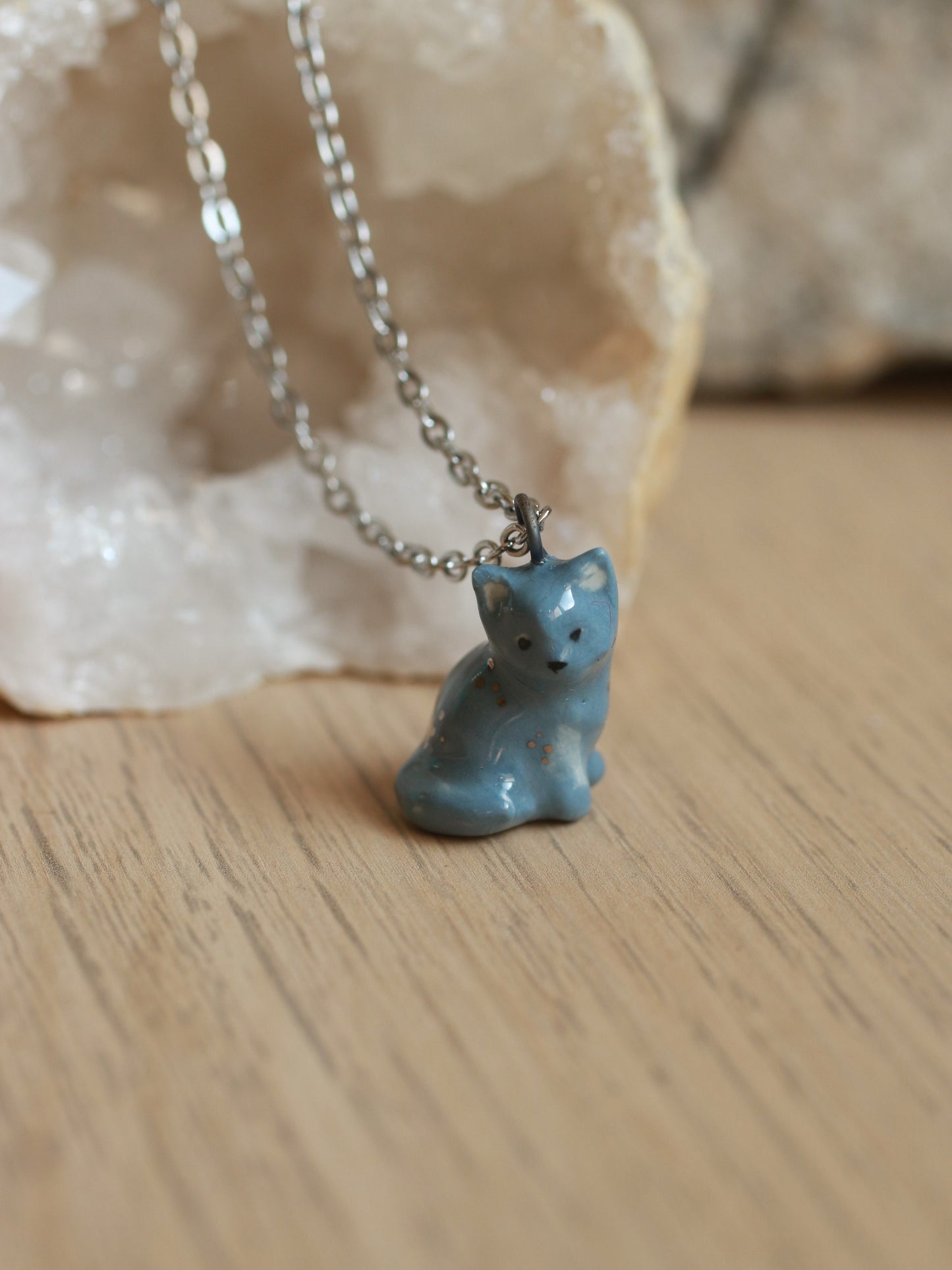 Grey cat necklace