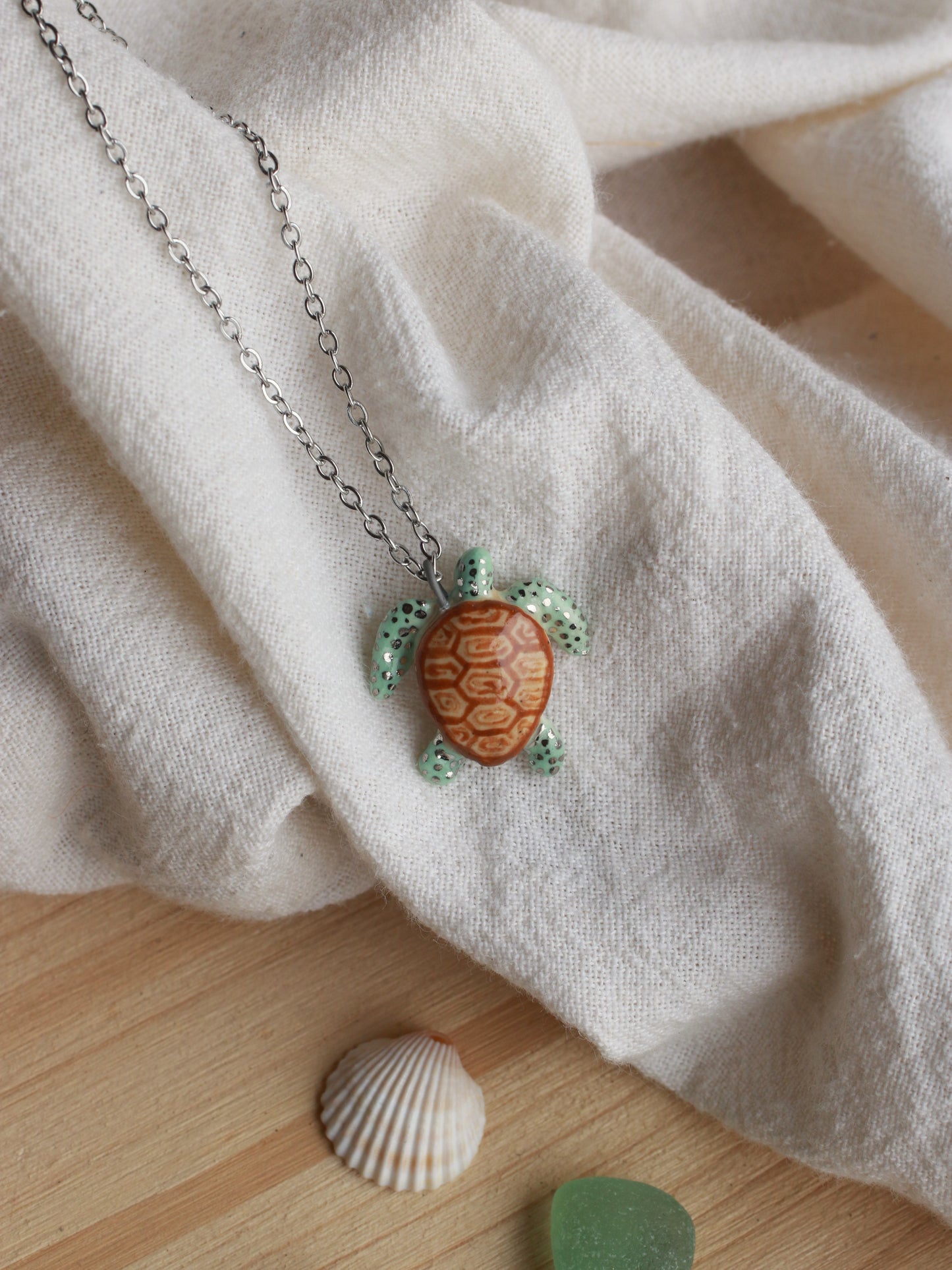 Green sea turtle necklace