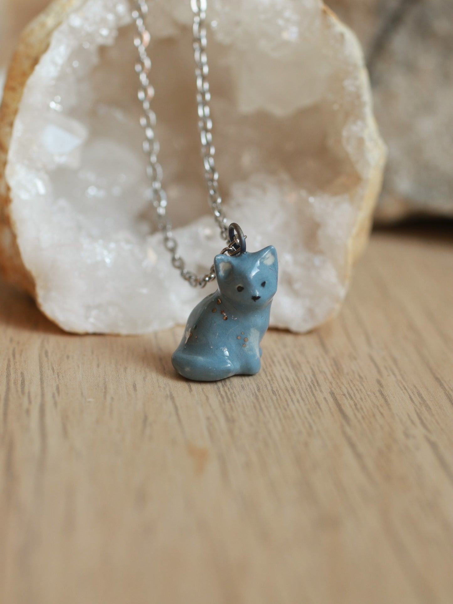 Grey cat necklace