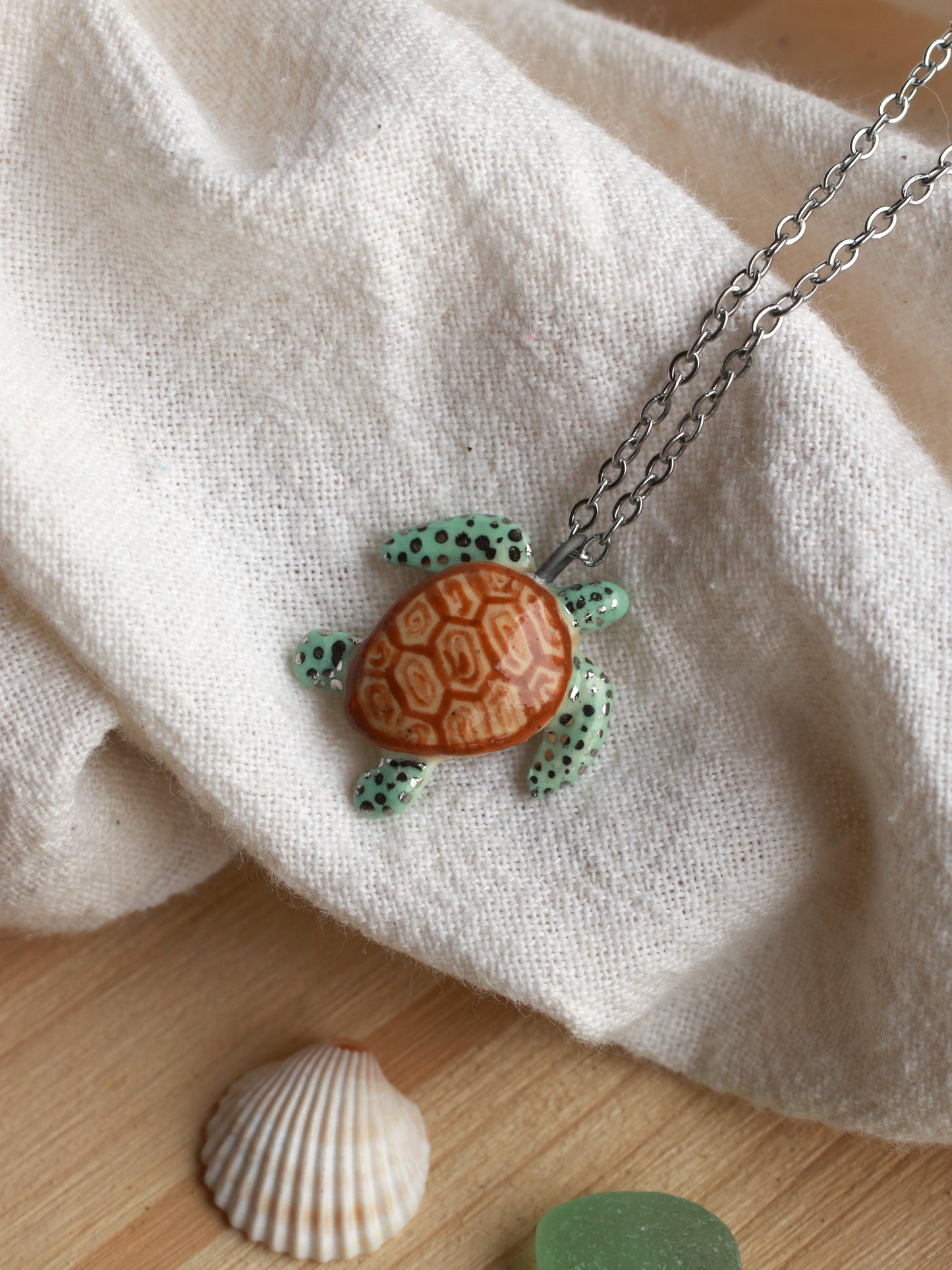 Green sea turtle necklace
