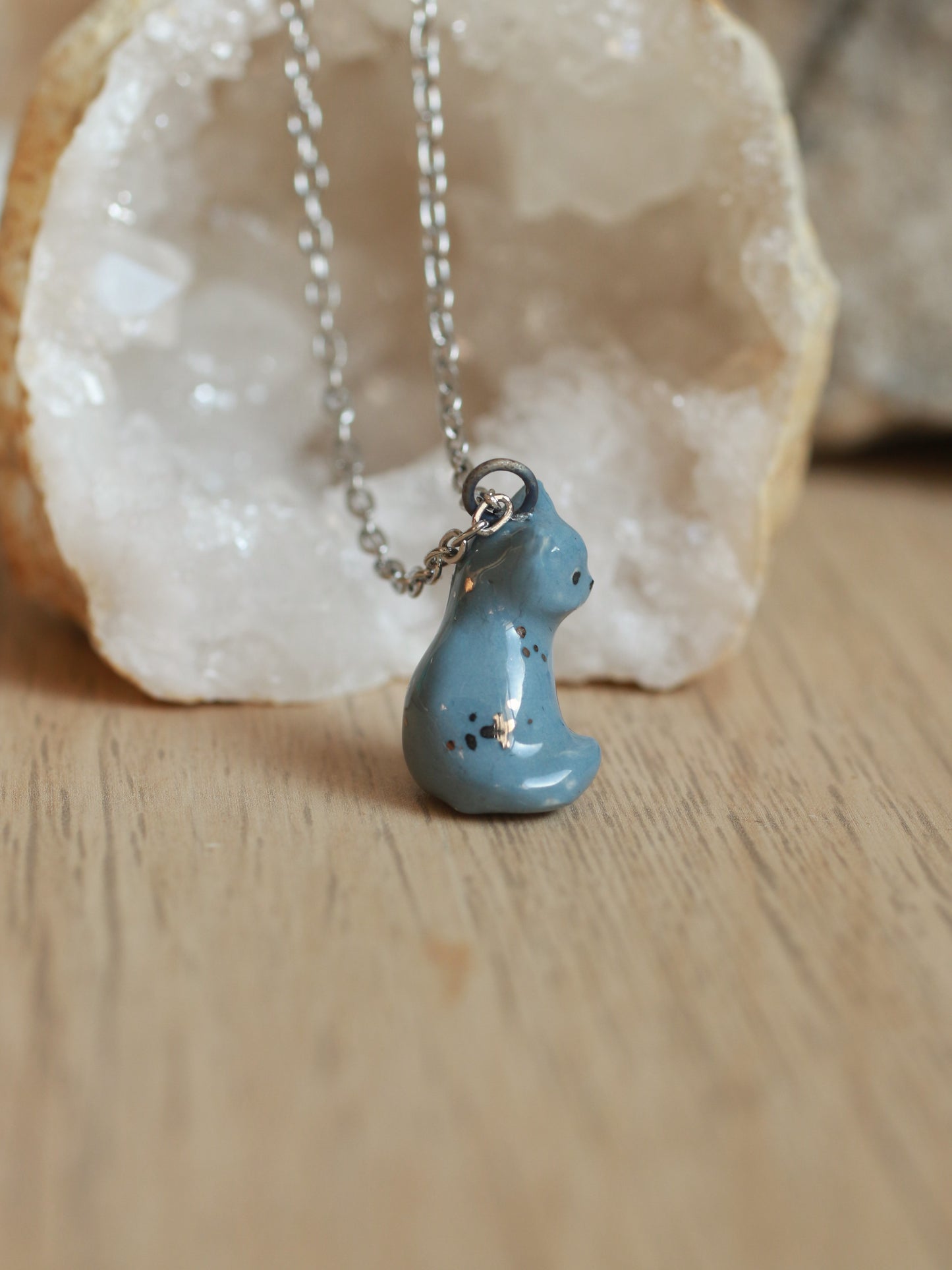 Grey cat necklace