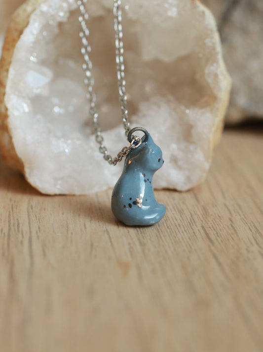 Grey cat necklace