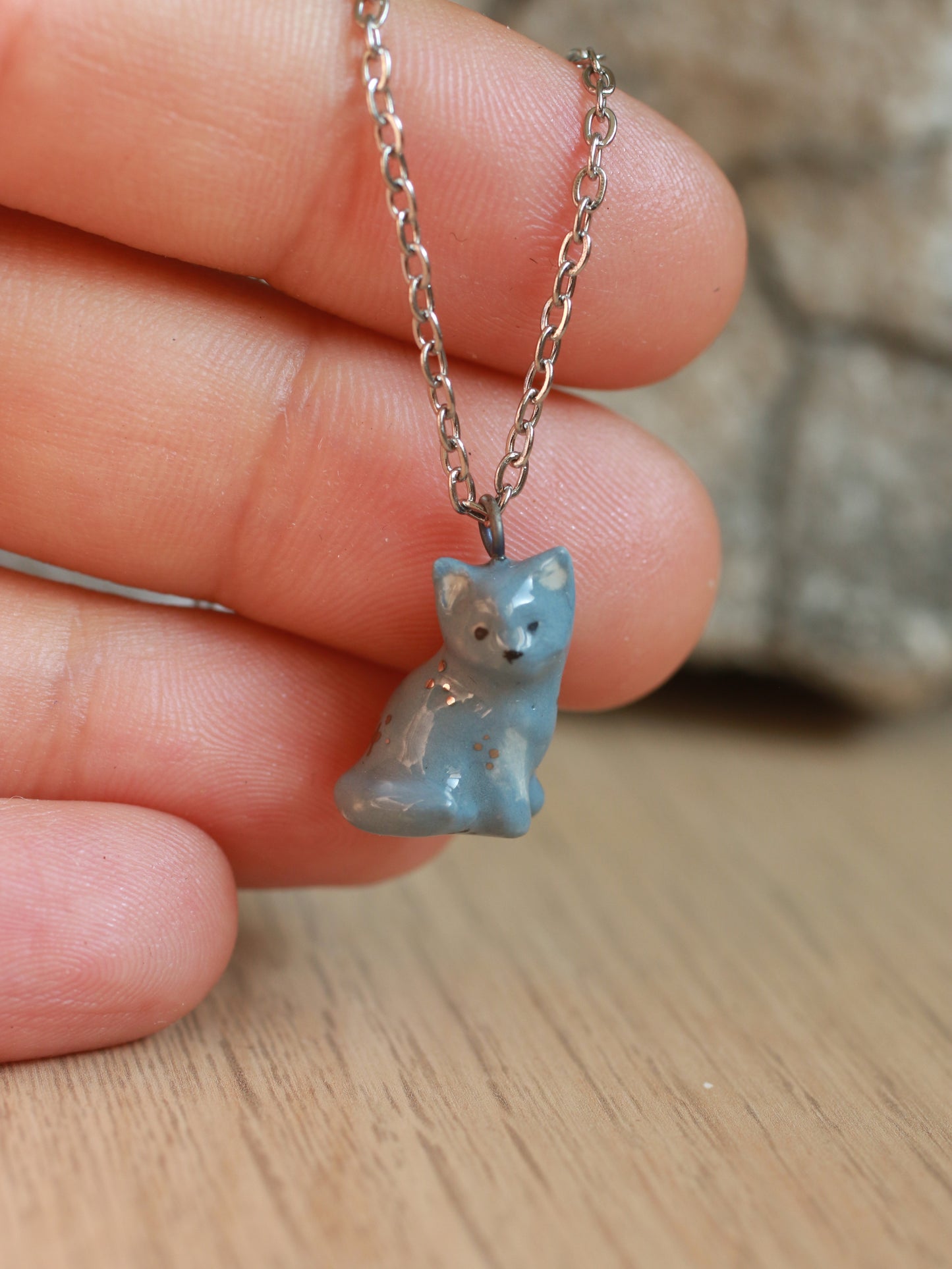 Grey cat necklace