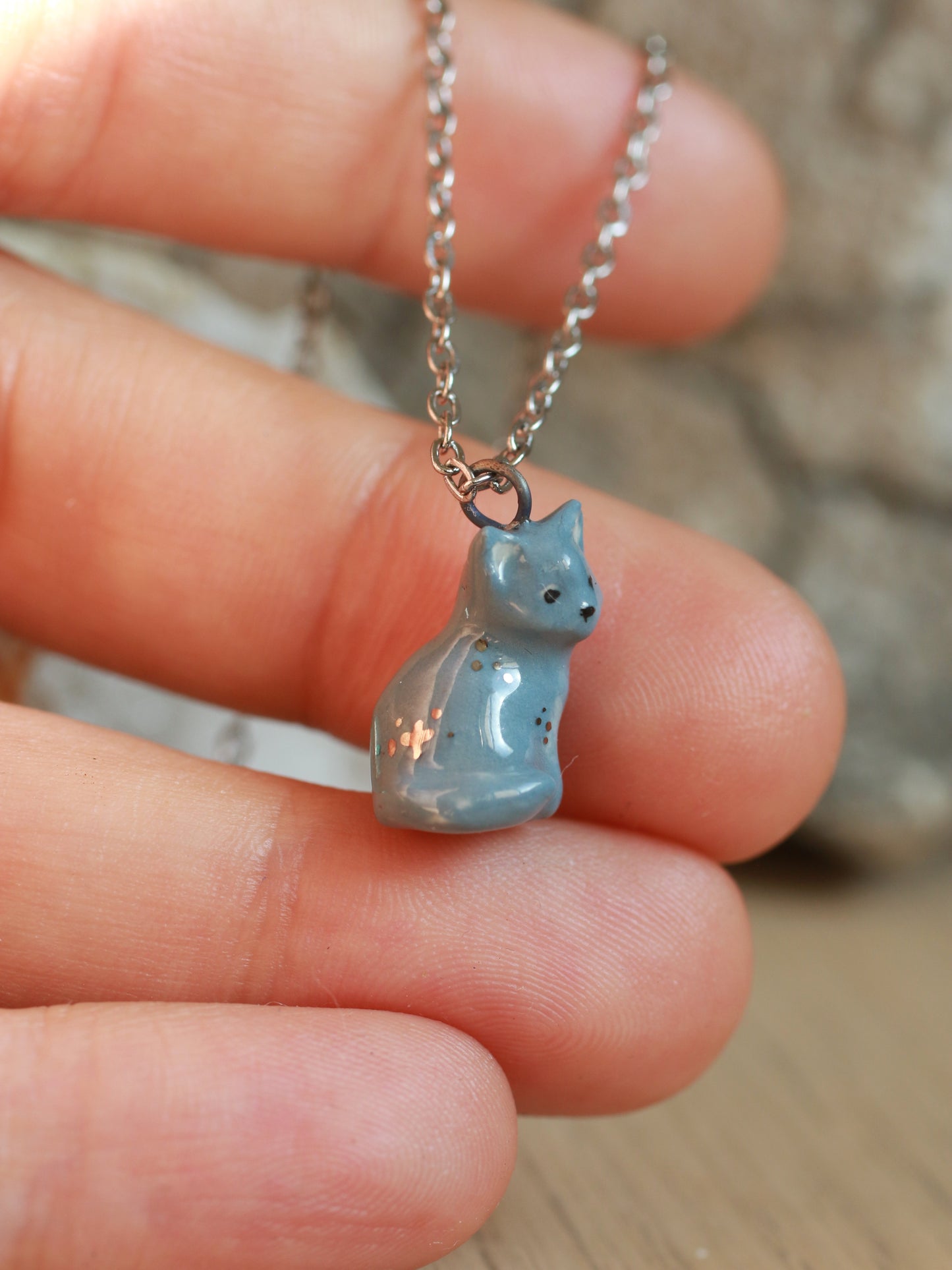 Grey cat necklace