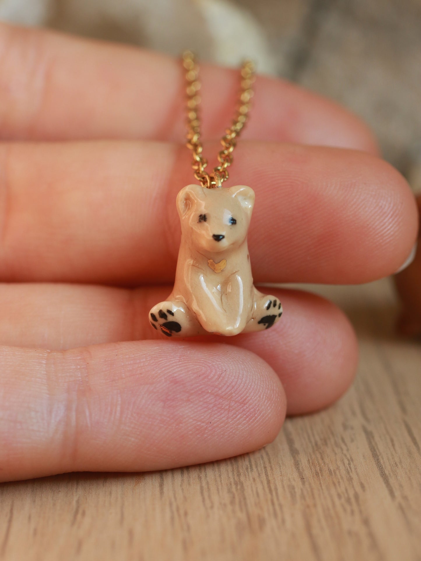 Starry bear necklace