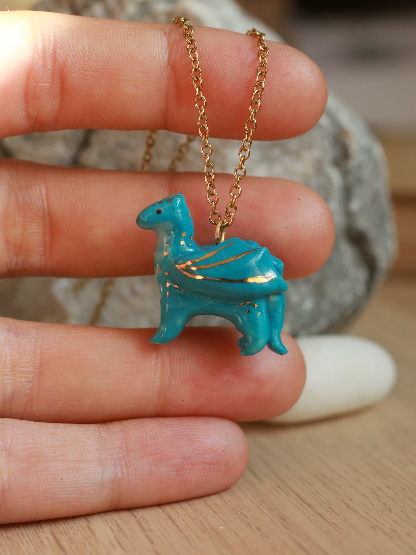 Blue dragon necklace