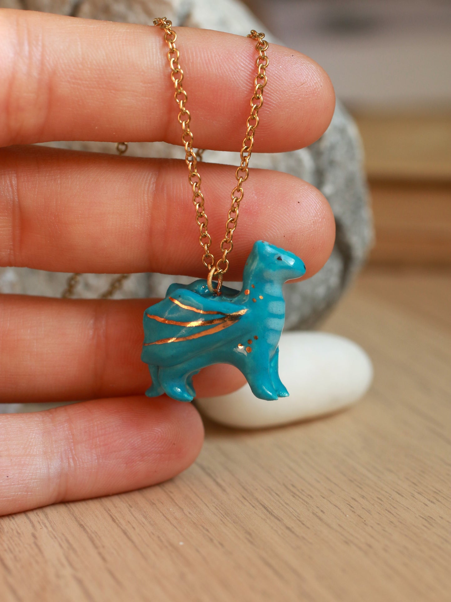 Blue dragon necklace