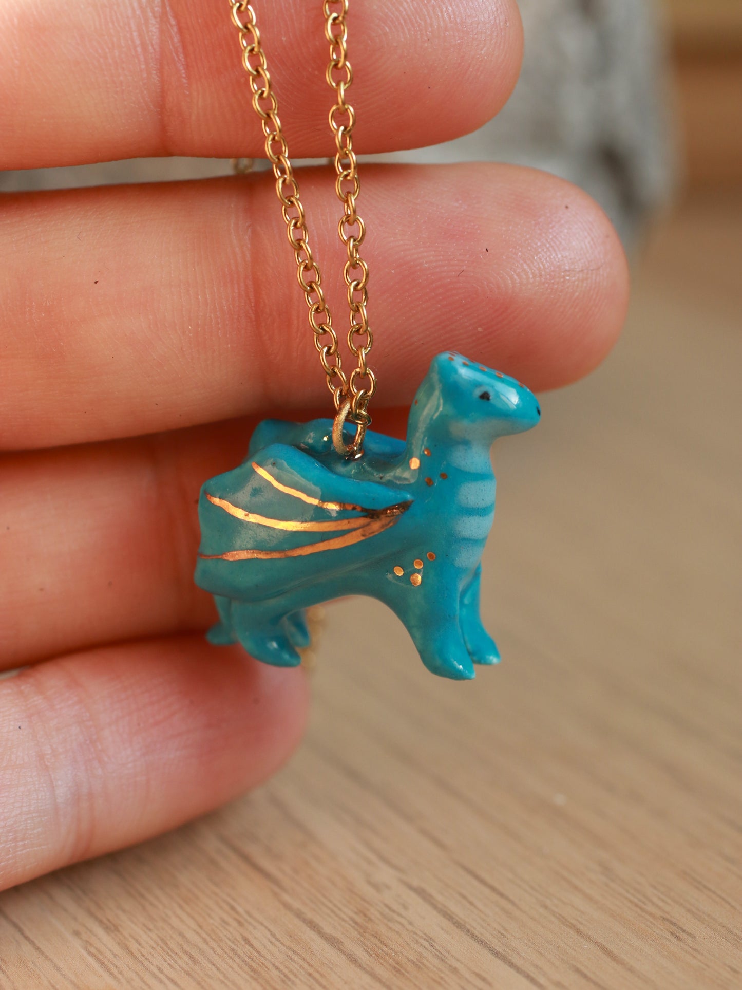 Blue dragon necklace