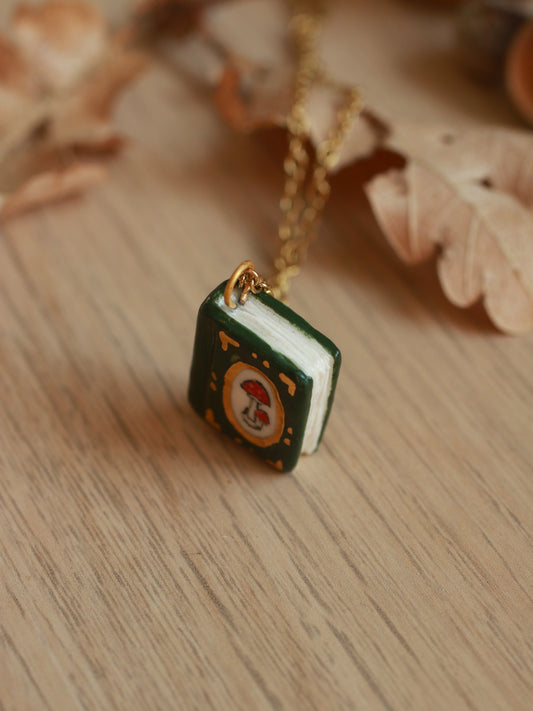 Mushroom book necklace