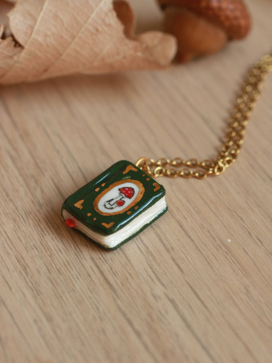 Mushroom book necklace