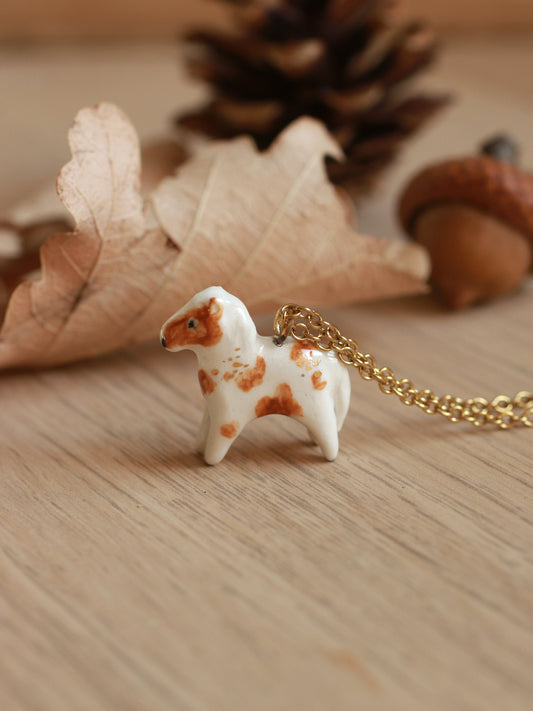 Pinto horse necklace