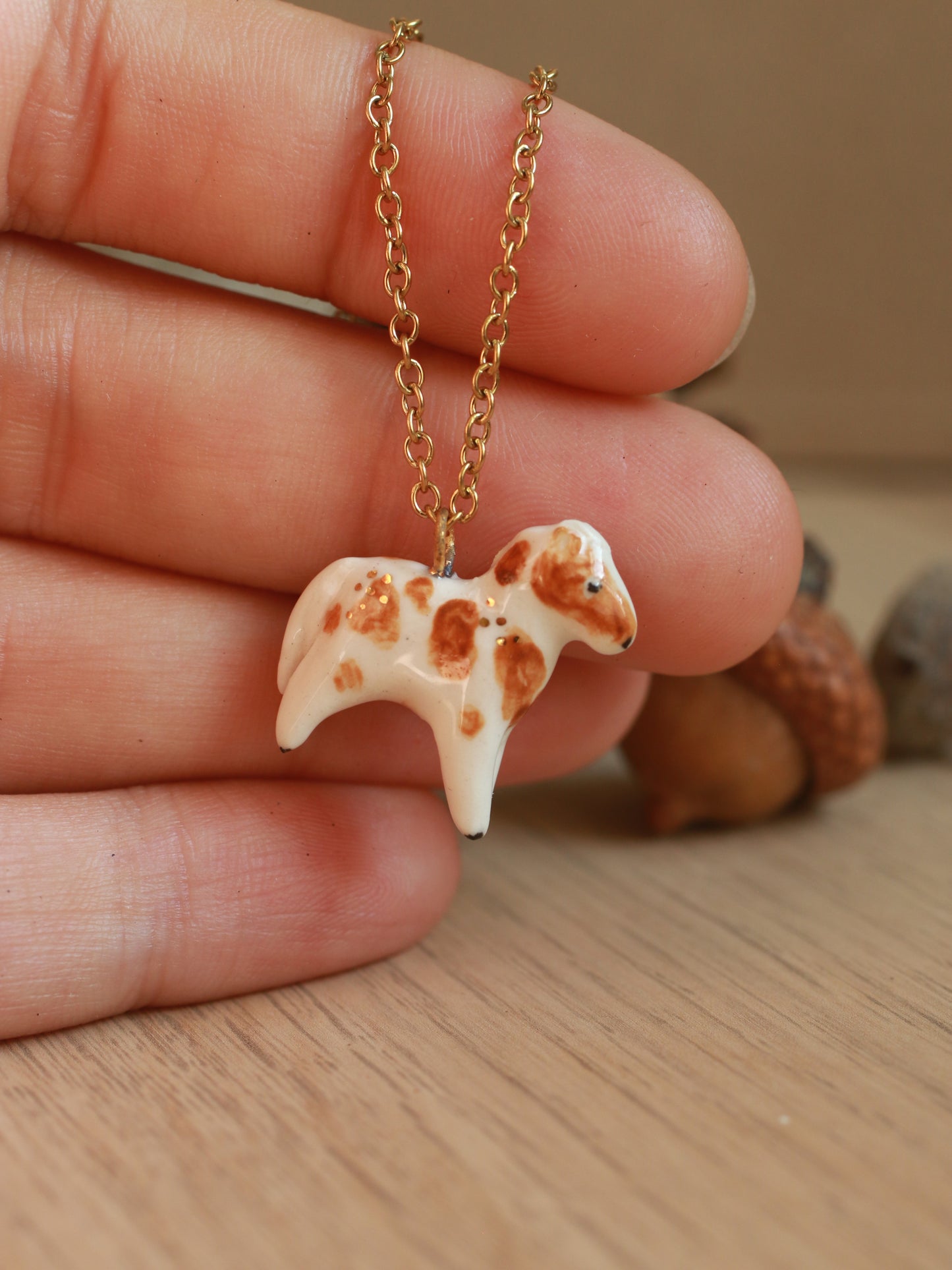 Pinto horse necklace