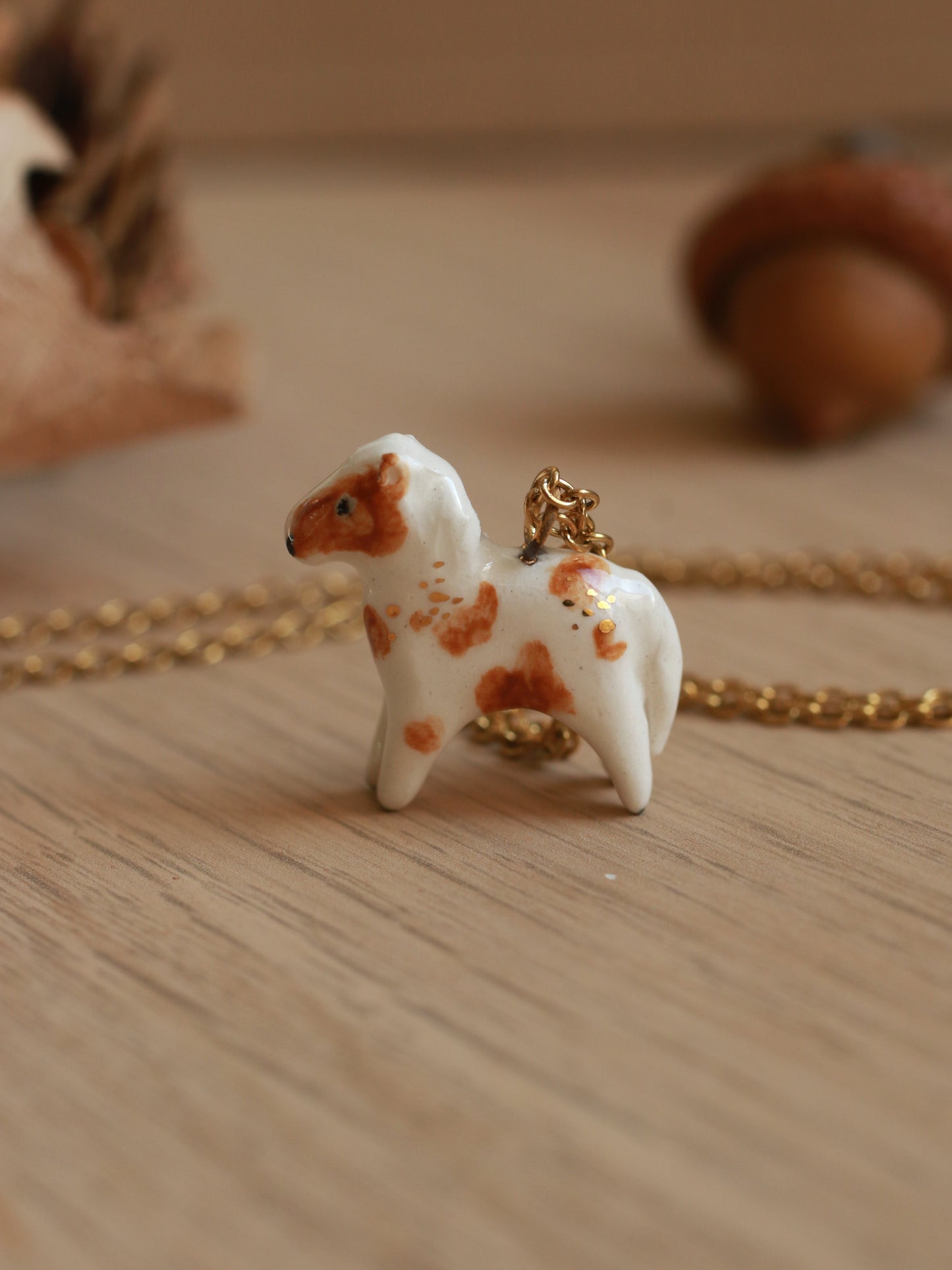 Pinto horse necklace