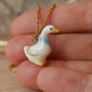 Duck with a blue scarf - ceramic necklace