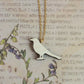 Magpie necklace - wooden bird pendant