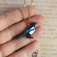 Magpie necklace - wooden bird pendant