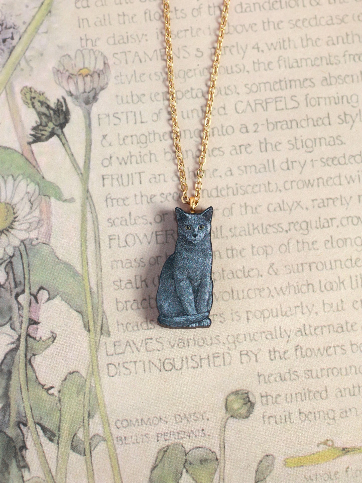 Gray cat necklace