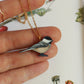 Chickadee necklace - wooden bird pendant