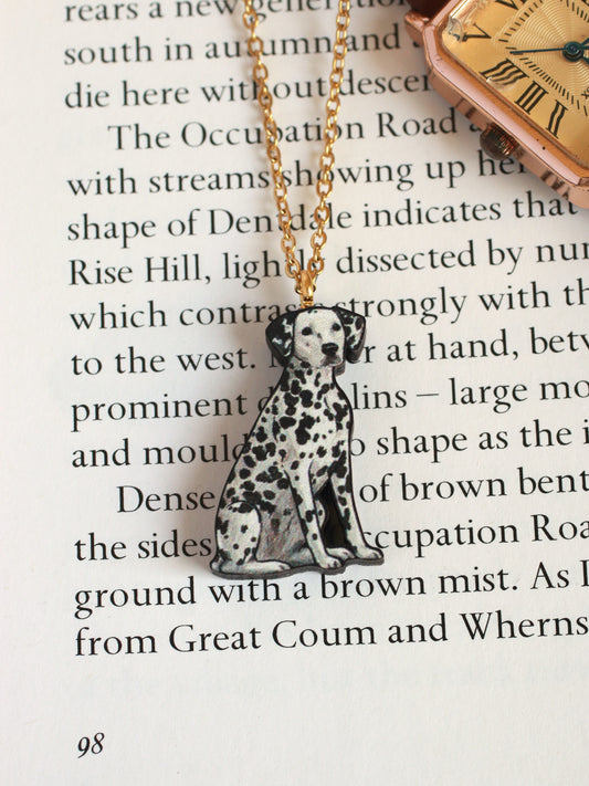 Dalmatian necklace - wooden dog pendant