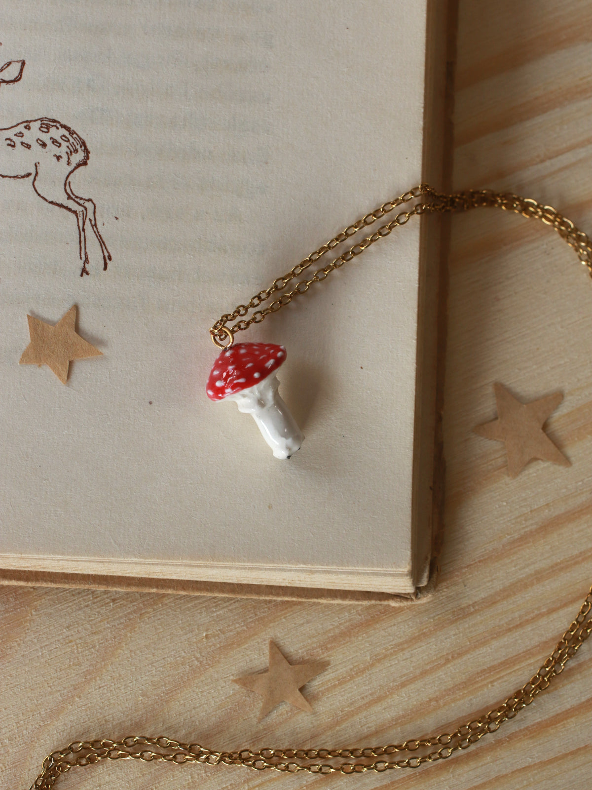 Fly-agaric mushroom necklace