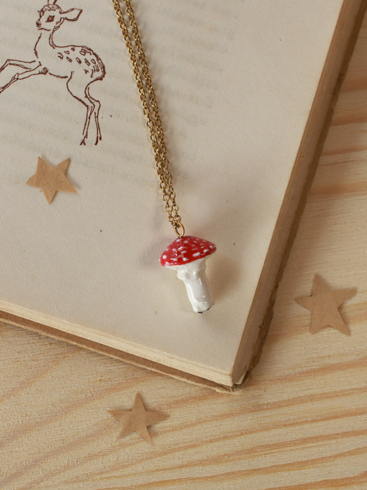 Fly-agaric mushroom necklace
