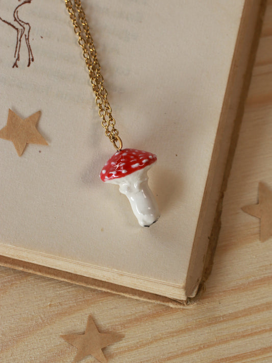 Fly-agaric mushroom necklace
