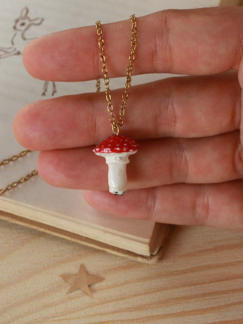 Fly-agaric mushroom necklace
