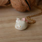 Sleeping cat necklace in a walnut box