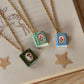 Flower book necklace - Light green book